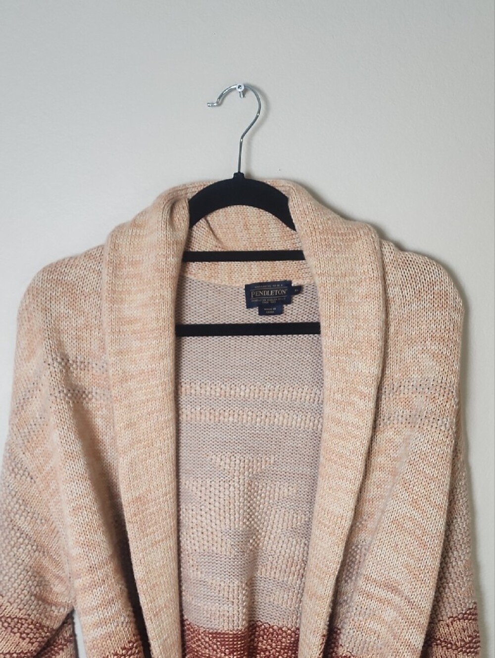 Pendleton Monterrey Belted Cream and Brown Southwestern Open-Front Cardigan XL. - Picture 4 of 10